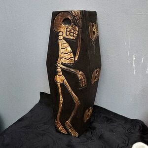 Hand carved skeleton coffin box